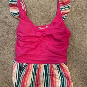Matilda Jane Women’s Sunrise Swim Striped Swimsuit - Size Large
